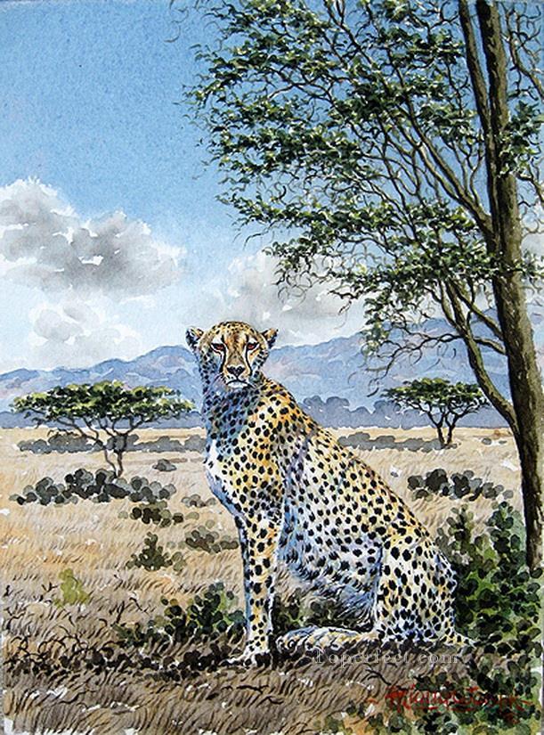 Thiongo Cheetah on the Savannah panther Oil Paintings